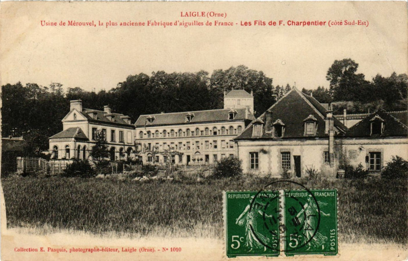 Carte postale ancienne Laigle (Orne) - Usine de Mérouvel, le plus ancienne Fabrique ... à Ri