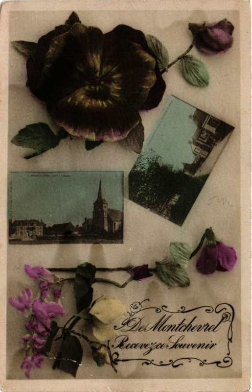 Carte postale ancienne Des Montchevrel Recevezce Souvenir à Montchevrel