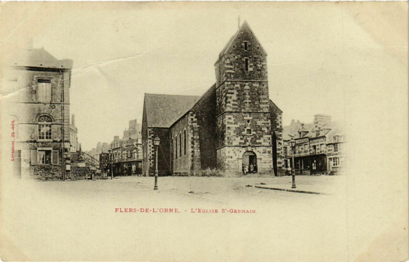Carte postale ancienne Flers-de-l'Orne - L'Eglise Saint-Germain à Flers