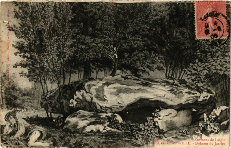 Carte postale ancienne Environs de Laigle - Saint-Sulpice-sur-Rille - Dolmen du Jarrier à Ri