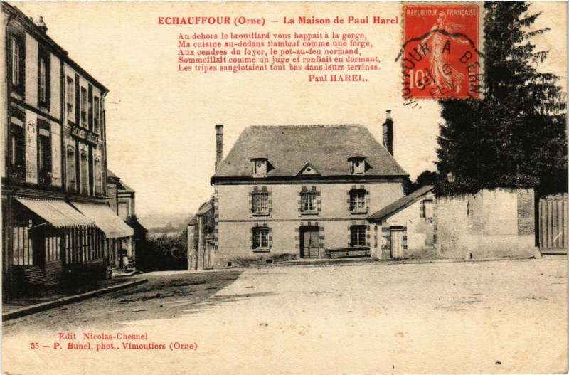 Carte postale ancienne Echauffour (Orne) - La Maison de Paul Harel à Échauffour