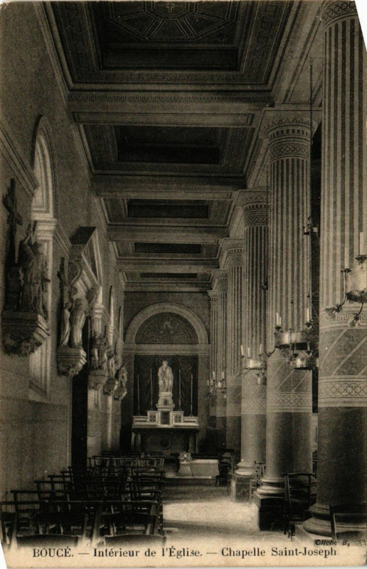Carte postale ancienne Boucé - Intérieur de l'Eglise -Chapelle Saint-Joseph à Boucé