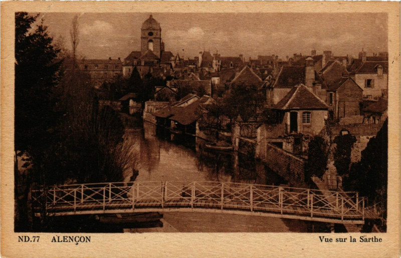 Carte postale ancienne Alencon - Vue sur la Sarthe à Alençon