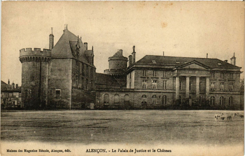 Carte postale ancienne Alencon - Le Palais de Justice et le Cháteau à Alençon