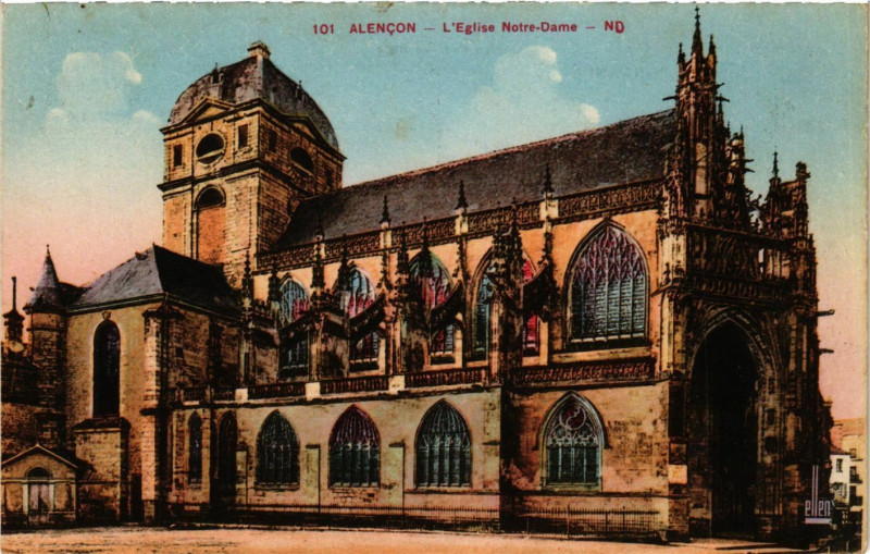 Carte postale ancienne Alencon - L'Eglise Notre-Dame à Alençon