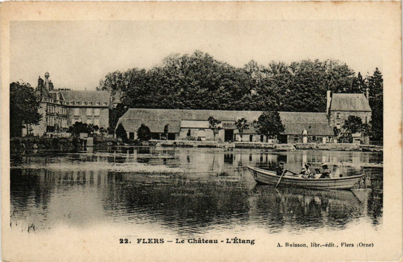 Carte postale ancienne Flers - Le Cháteau - L'Etang à Flers