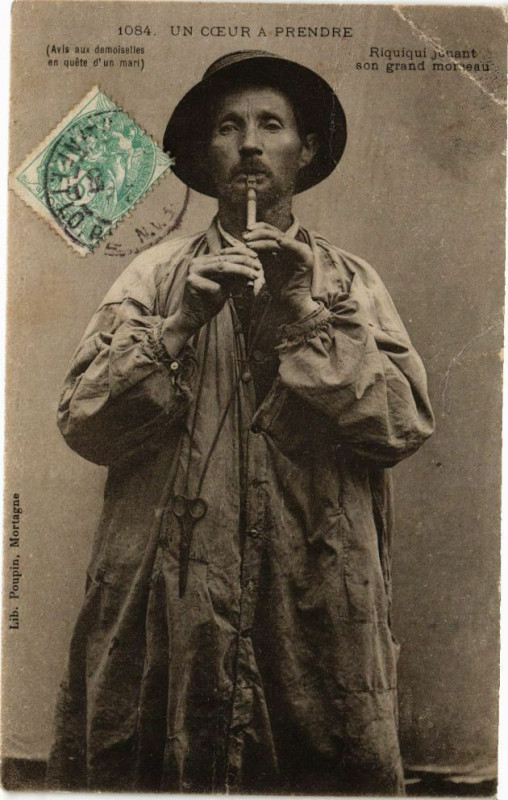 Carte postale ancienne Un coeur a prendre - Riquiqui jonant son grand morceau à Ri