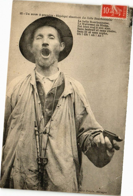 Carte postale ancienne Un coeur a prendre - Riquiqui chantant La Belle Bourbonnasie à Ri