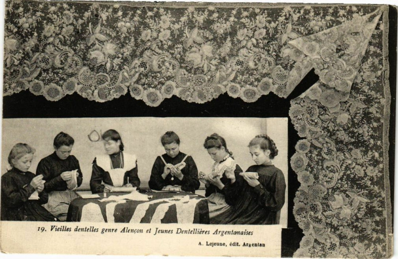 Carte postale ancienne Alencon (Orne) - Vieilles dentelles genre Alecon à Alençon
