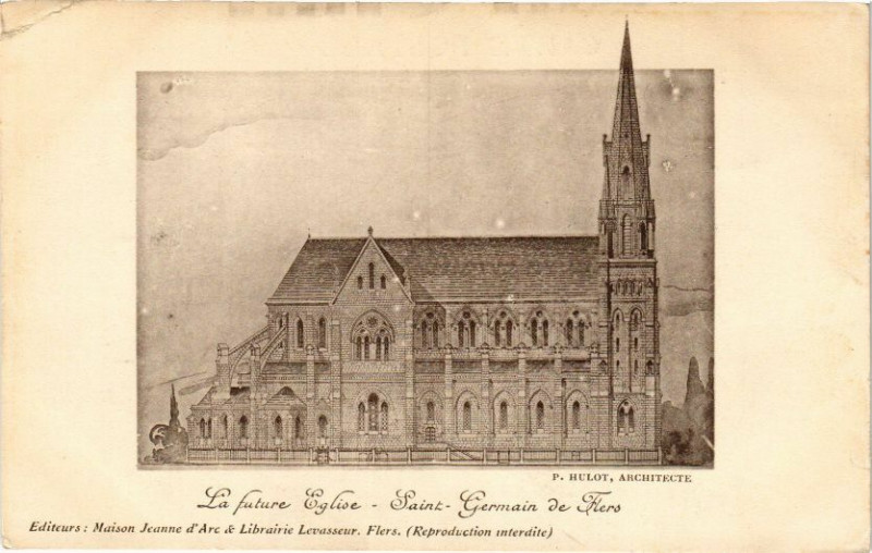 Carte postale ancienne La future eglise .- Saint germain de flers à Flers