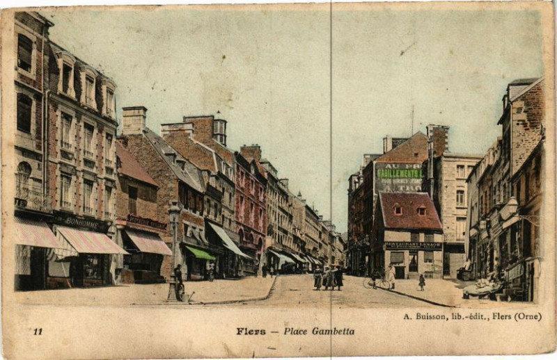 Carte postale ancienne Flers .- Place gambetta à Flers
