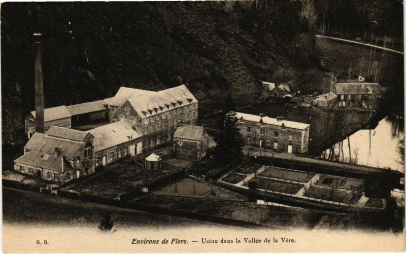 Carte postale ancienne Environs de flers .- Usine dans la vallee dela vere à Flers