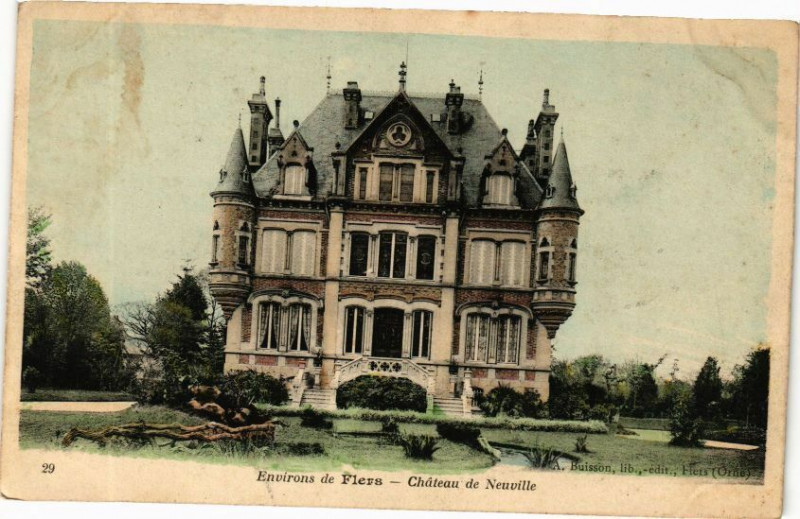 Carte postale ancienne Environs de flers .- Chateau de neuville à Flers