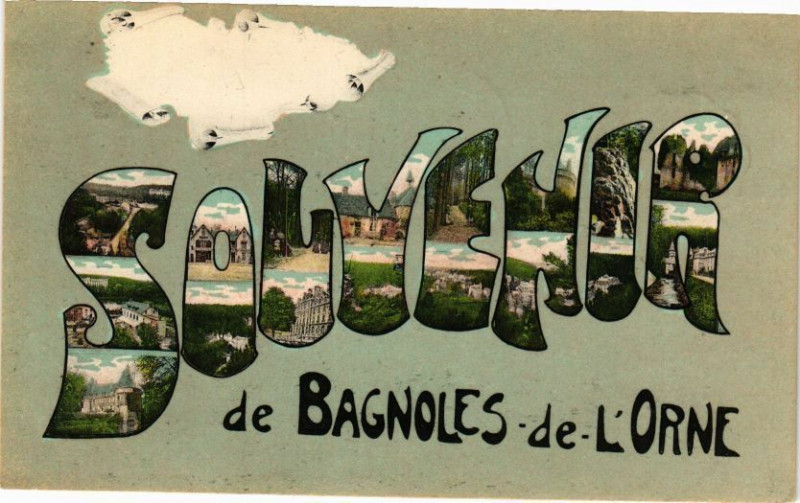 Carte postale ancienne Souvenir Bagnoles-de-l'Orne