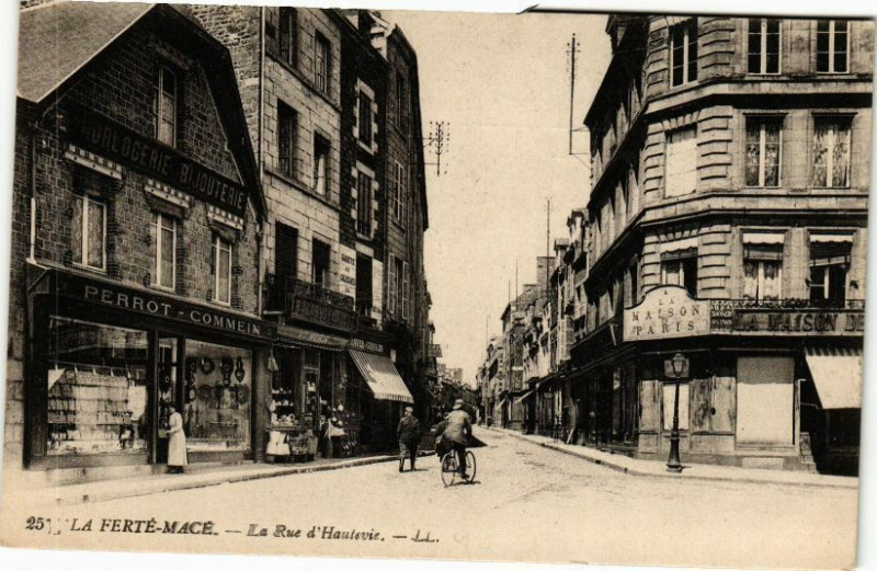 Carte postale ancienne La Ferte Mace - La rue d'hautevie à La Ferté Macé