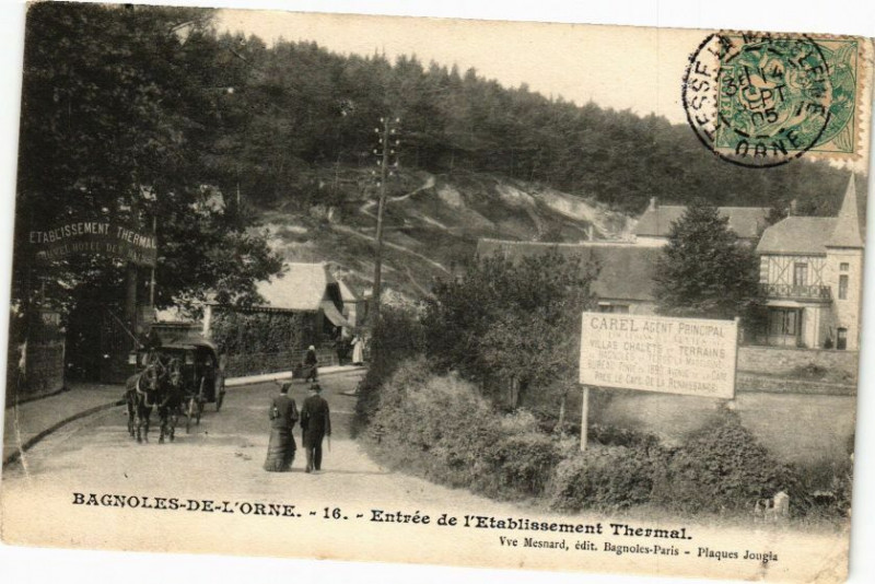 Carte postale ancienne Bagnoles-de-l'Orne- Entree de l'establissement
