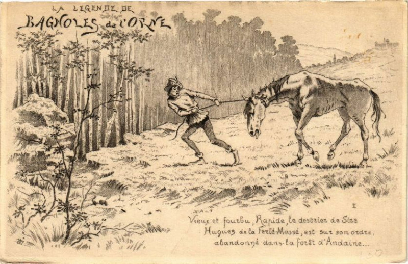Carte postale ancienne Bagnoles-de-l'Orne - La legende de