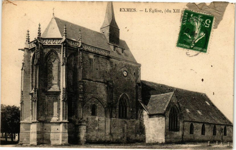 Carte postale ancienne Exmes - L'eglise