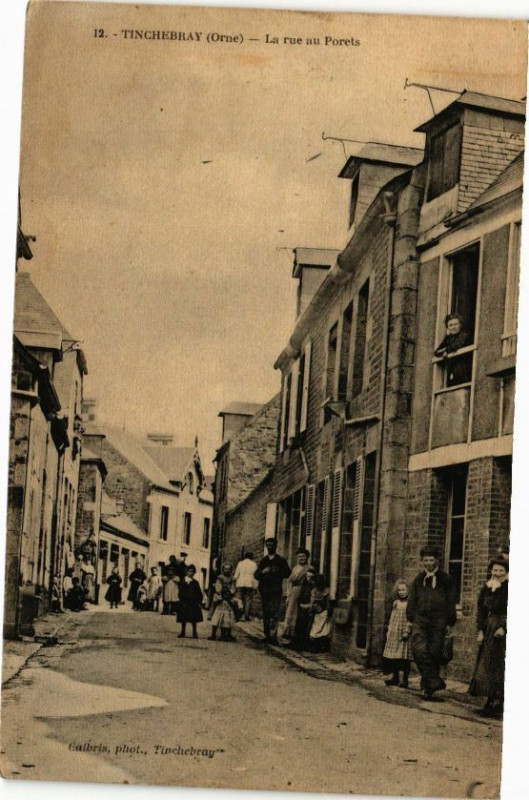 Carte postale ancienne Tinchebray - La Rue au Porets