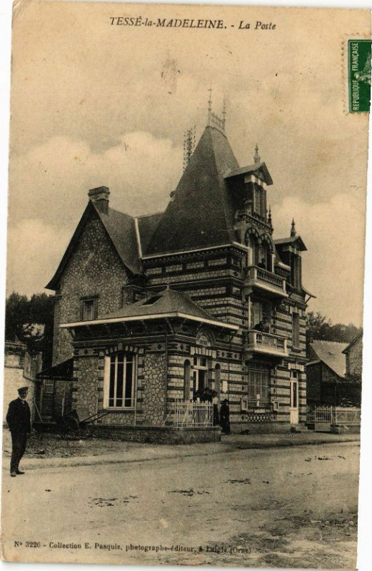 Carte postale ancienne Tesse-la-Madeleine - La poste