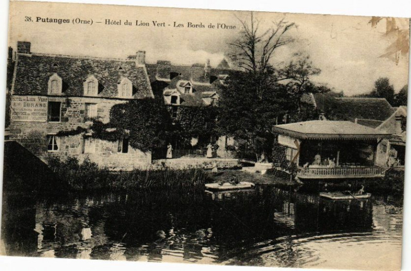 Carte postale ancienne Putanges - Hotel du lion vert