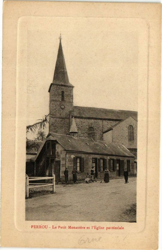 Carte postale ancienne Perrou - Le petit monastere et l'eglise à Perrou