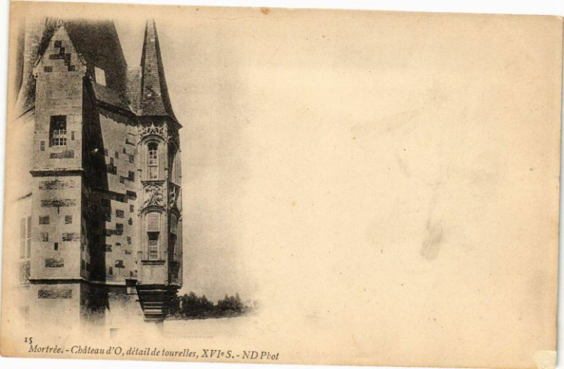 Carte postale ancienne Mortree - Chateau d'O, détail de tourelles à Mortrée