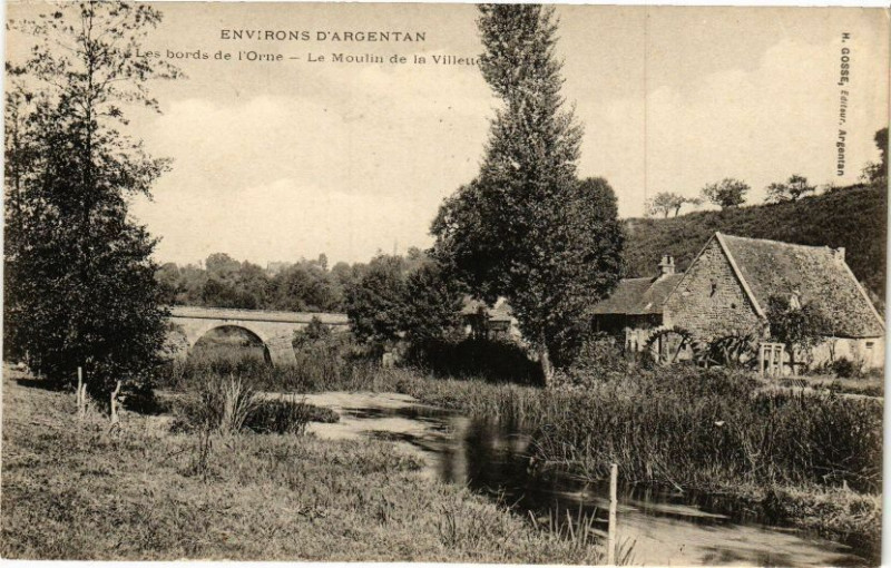 Carte postale ancienne Les bords de l'Orne - Le Moulin de la Villeue