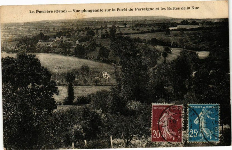 Carte postale ancienne La perriere - Vue plongeante sur la foret à Ri