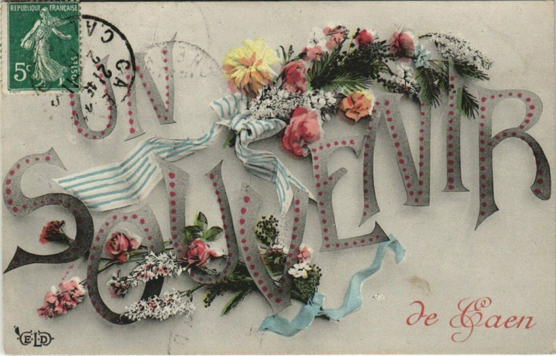 Carte postale ancienne Un Souvenir de Caen à Caen