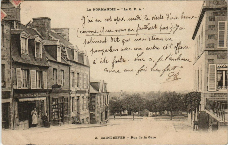 Carte postale ancienne Saint-Sever - Rue de la Gare