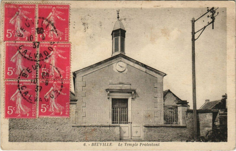 Carte postale ancienne Beuville - Le Temple Protestant