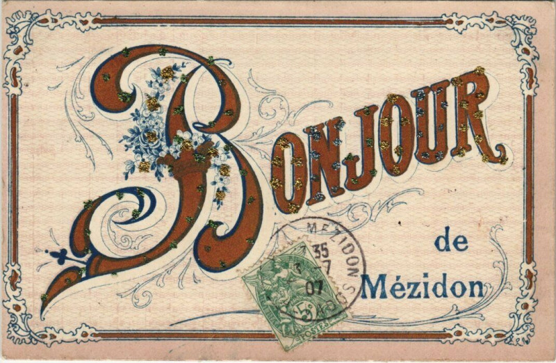 Carte postale ancienne Bonjour de Mezidon