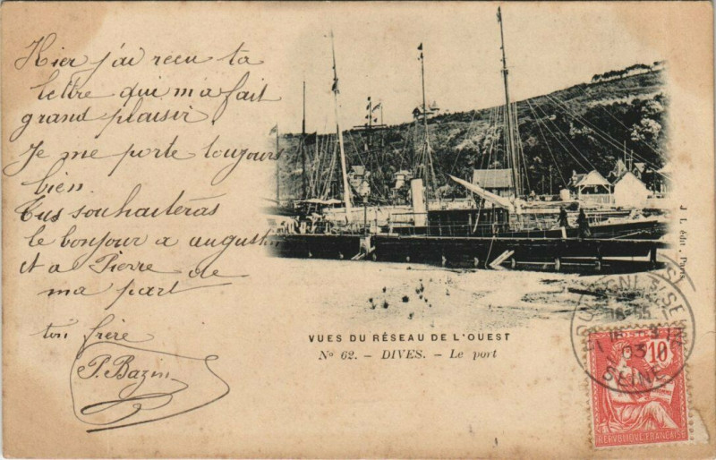 Carte postale ancienne Dives - Le port