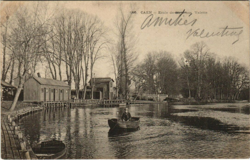 Carte postale ancienne Caen - Ecole de Natation Valette à Caen