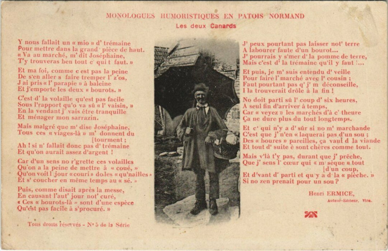 Carte postale ancienne Monologues Humoristiques en Patois Normand