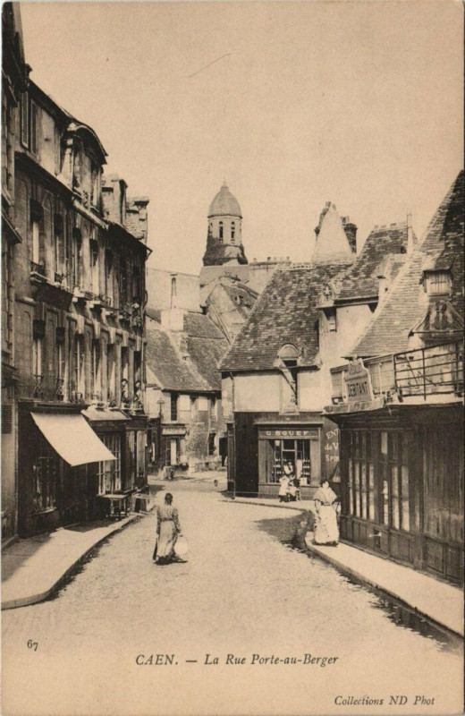 Carte postale ancienne Caen - La Rue Porte-au-Berger à Caen