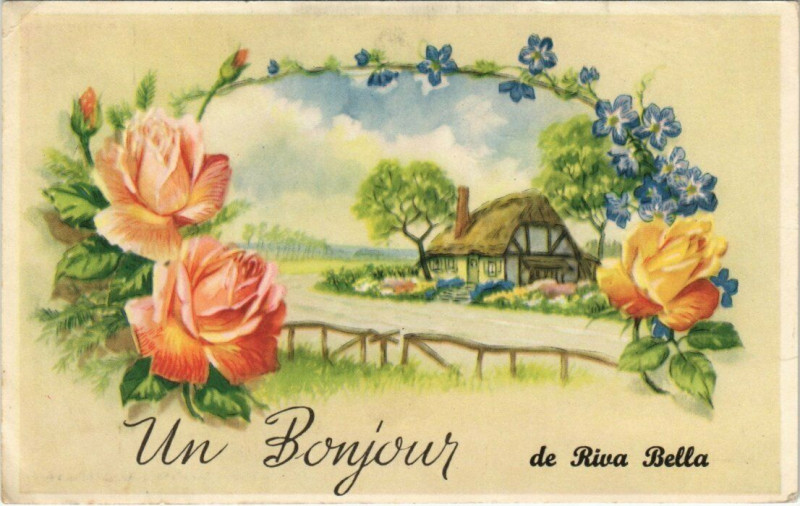 Carte postale ancienne Un Bonjour de Riva-Bella