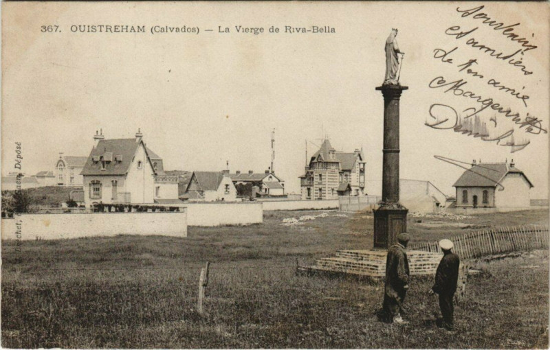 Carte postale ancienne Ouistreham - La Vierge de Riva-Bella à Ouistreham