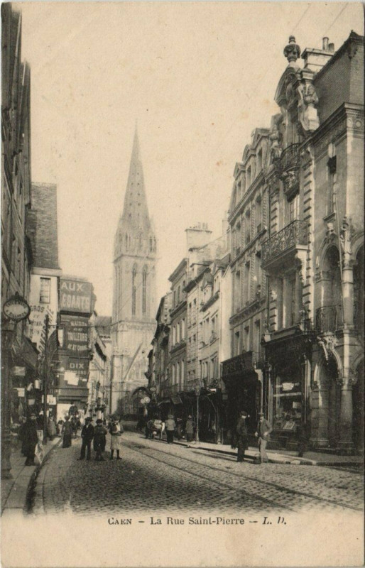 Carte postale ancienne Caen - La Rue Saint-Pierre à Caen