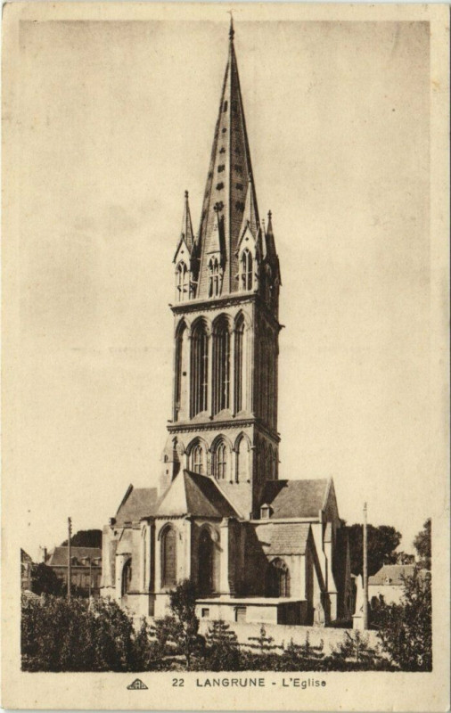 Carte postale ancienne Langrune - L'église