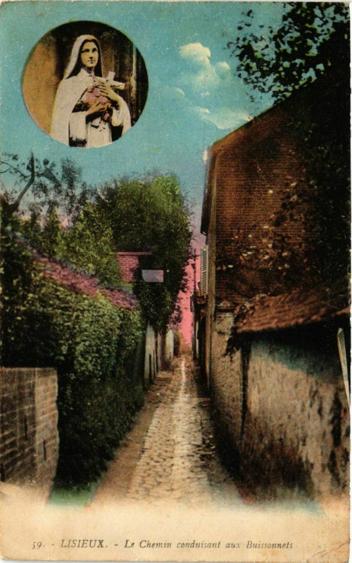 Carte postale ancienne Lisieux Chemin conduisant aux Buissonnets à Lisieux