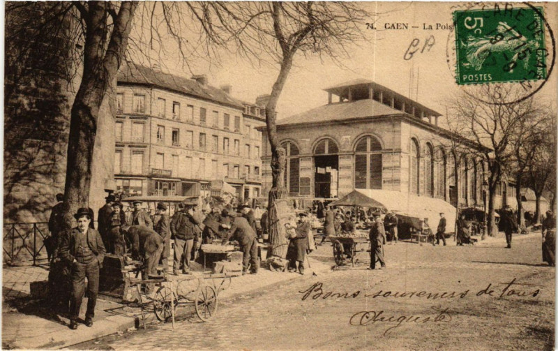 Carte postale ancienne Caen - La Poissonnerie à Caen