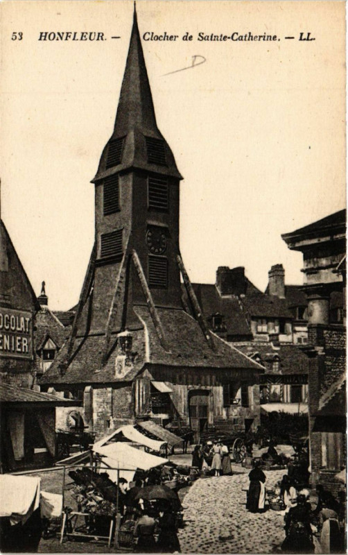 Carte postale ancienne Honfleur - Clocher de Sainte-Catherine à Honfleur
