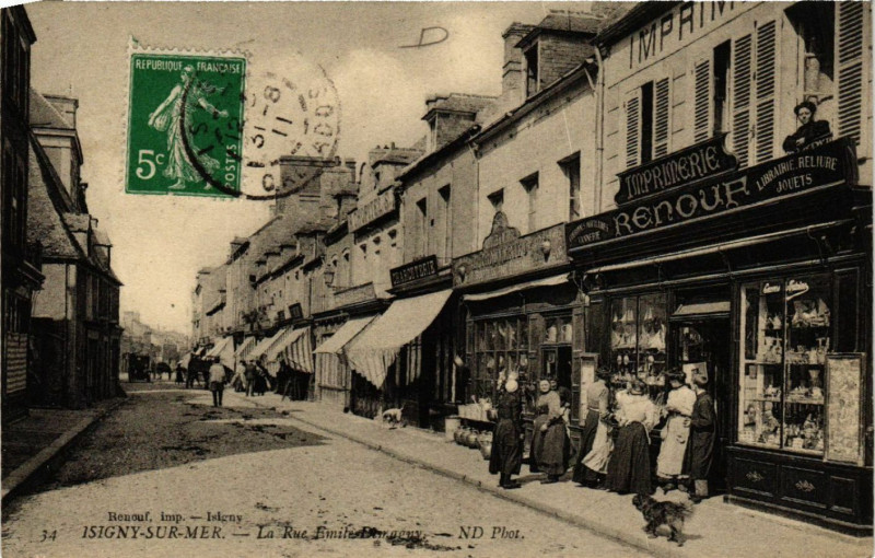 Carte postale ancienne [SOLD] Cpa Isigny-sur-Mer - La Rue Emile Frinaguy à Isigny-sur-Mer