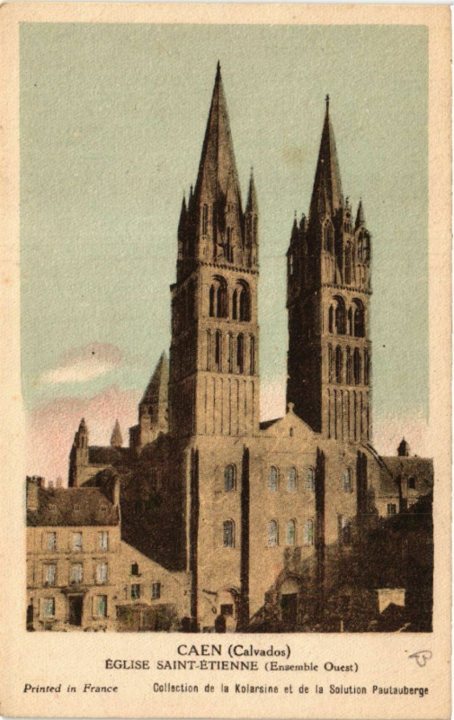 Carte postale ancienne Caen - Eglise Saint-Etienne (Ensemble Ouest) à Caen