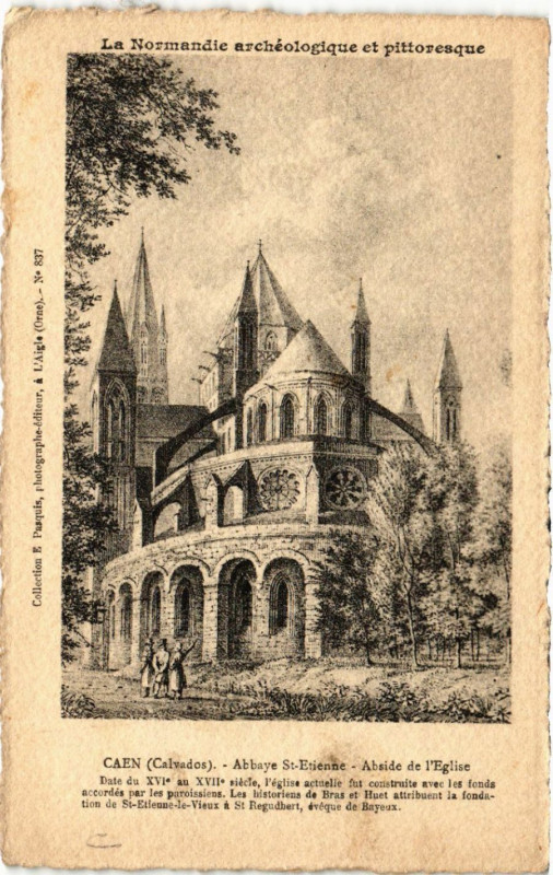 Carte postale ancienne Caen - Abbaye Saint-Etienne - Abside de l'Eglise à Caen