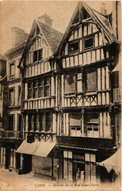 Carte postale ancienne Caen - Maison de la Rue Saint-Pierre à Caen