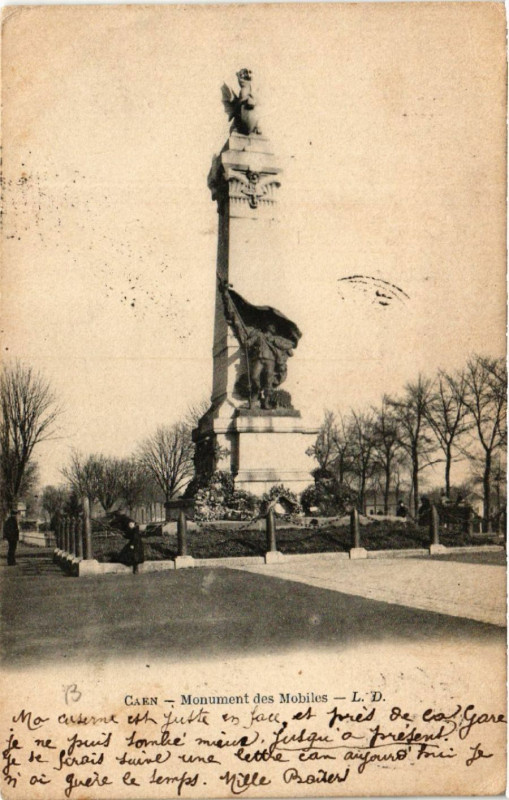 Carte postale ancienne Caen - Monument des Mobiles à Caen