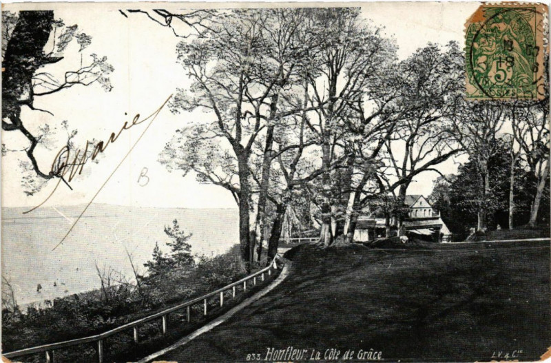 Carte postale ancienne Honfleur - La Cote de Grace à Honfleur